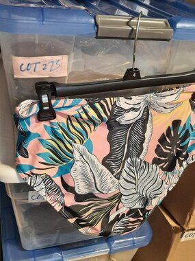 NEW ! Summer Mac Bikini One Pieces Bottom High Waist Leaves on Peach Sz L Box555